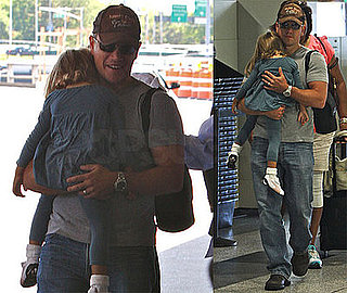 Photos of Matt Damon and Isabella at LaGuardia