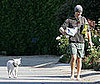 Photo Slide of Matthew McConaughey Walking His Dog Barefoot in Malibu