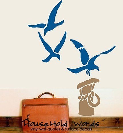 Sea Gulls and Pier Post Vinyl Wall Decal ($41)