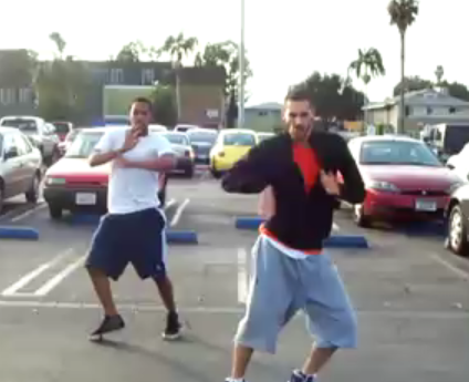 Two Guys Dance to Britney Spears's Circus in a Parking Lot