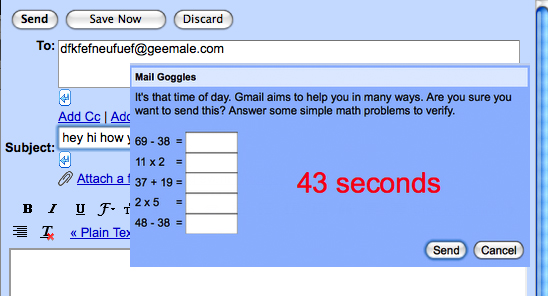 Gmail's Mail Goggles Gmail's Mail Goggles