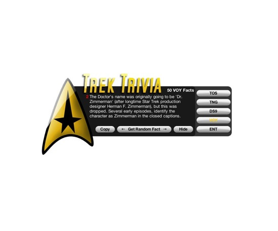 Trek Trivia Dashboard Widget Trek Trivia Dashboard Widget