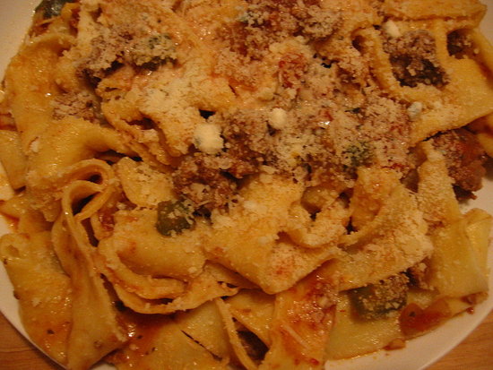 I threw together a quick beef bolognese sauce with ingredients that I had on hand. 