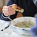 Potato Scallion Soup With Fried Matzo Dippers