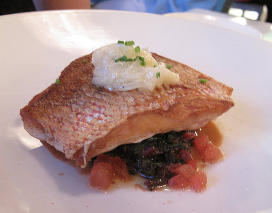 Crispy Skin Snapper, Sweet & Sour Chard, Tomato Brown Butter