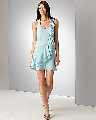 Ali Ro Blue Silk Ruffled Racerback Dress 
