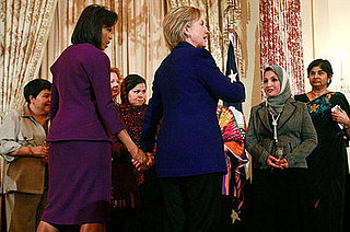 Michelle Obama and Hillary Clinton at Secretary of State's Awards For International Women