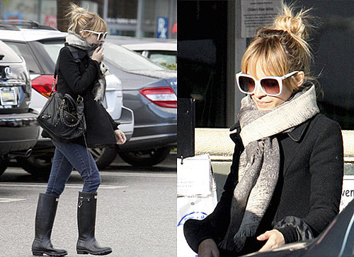 Nicole Richie with Balenciaga Bag and Hunter Wellies
