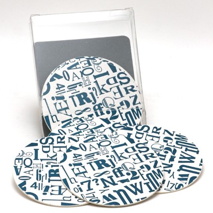 Type Collage Coasters, $12