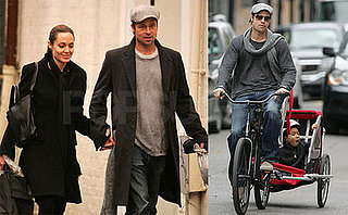 Brad Pitt, Angelina Jolie, Maddox and Pax in New Orleans