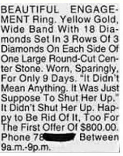 Ring (And A Whole Lotta Baggage) For Sale