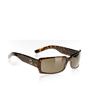 Bluefly  Gucci havana tortoise rectangular plastic sunglasses