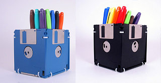 Totally Geeky or Geek Chic? Floppy Disk Pencil Holder