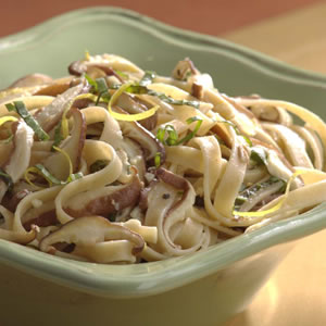 Fast & Easy Dinner: Fettuccine with Shiitake Mushrooms & Basil