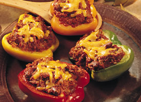 Fast & Easy Dinner: Beef & Bean Stuffed Peppers Fast & Easy Dinner: Beef & Bean Stuffed Peppers