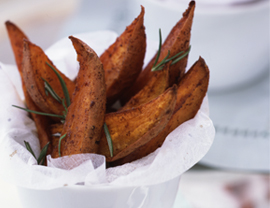 Trendy Side: Roasted Sweet Potato Wedges Trendy Side: Roasted Sweet Potato Wedges