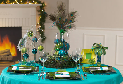 turquoise and lime green wedding table setting