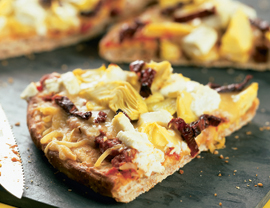 Fast & Easy Dinner: Sun-Dried Tomato, Goat Cheese and Artichoke Pizza