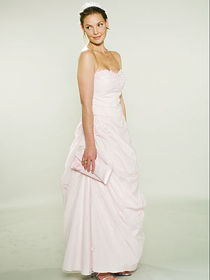 CHILDHOOD FANTASY
This beaded blush dress with a diamond tiara was another look that reminded Thomas of a little girl's wedding