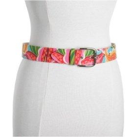 TROPICAL PRINT: Sandy Duftler tropical print fabric belt
