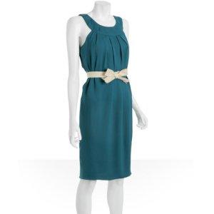 Vera Wang teal crepe pleated tulip 