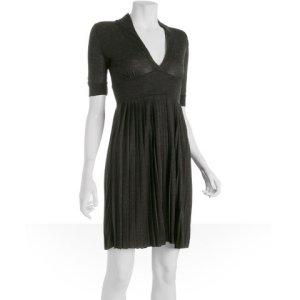 Romeo & Juliet Couture charcoal wool blend v-neck pleated dress
