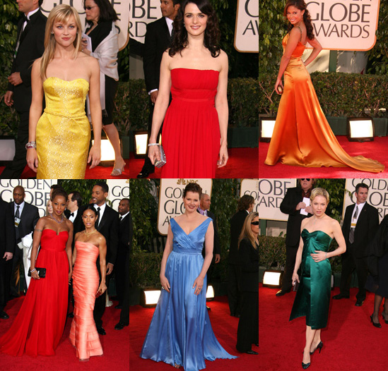 The Golden Globes Red Carpet: Vivid Hues