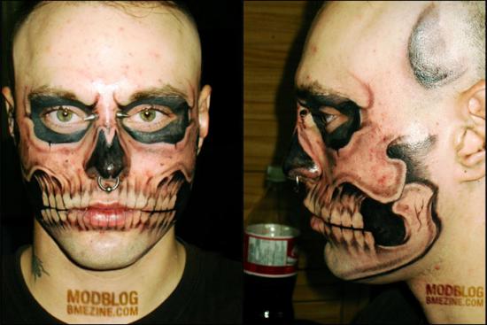 Funny or Scary?  Skull Face Tattoo